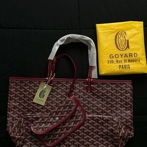 & Other Stories Burgundy and White Tote Bag